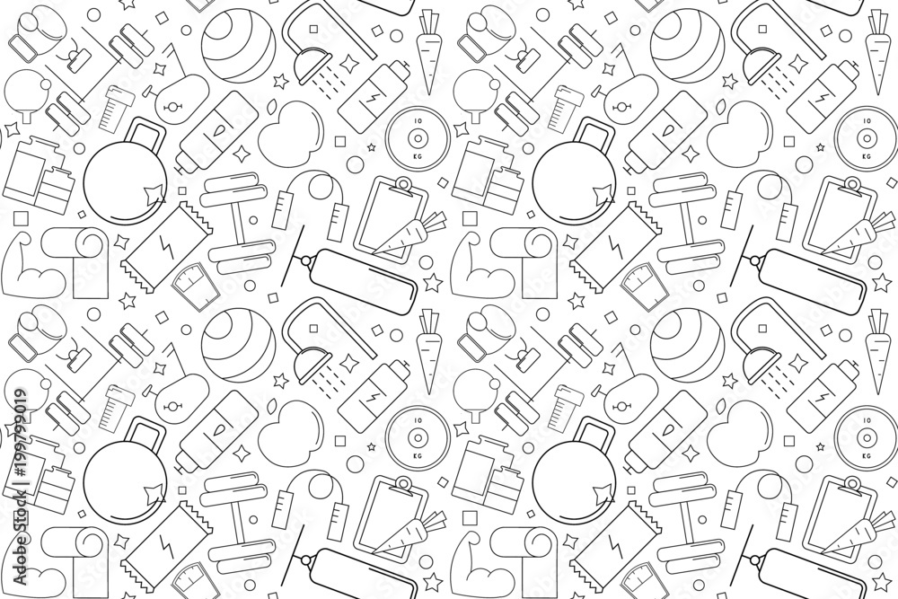 Vector gym pattern. Gym seamless background