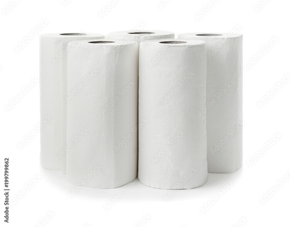 Rolls of paper towels on white background Rolls of paper towels on white background
