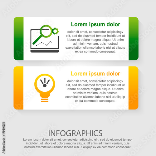 Modern vector illustration 3D. An infographic template with two steps and an image of five rectangles. Use for business presentations, education, web design diagrams with 2 steps. Step by step