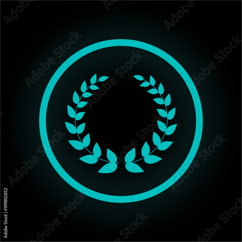 Neon Button rund - Lorbeerkranz