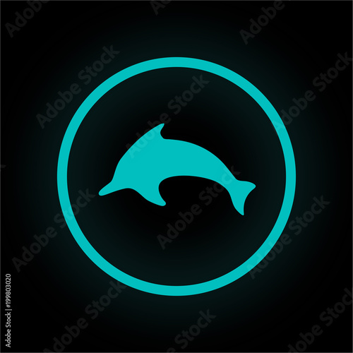 Neon Button rund - Delfin