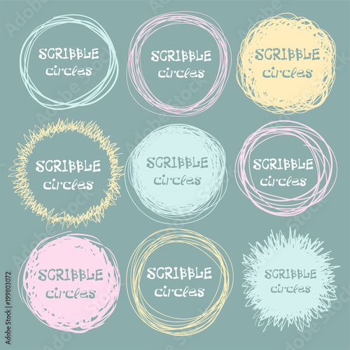 Set of bright hand-drawn scribble circles for your design.