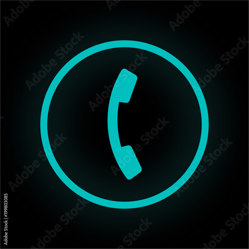 Neon Button rund - Anruf