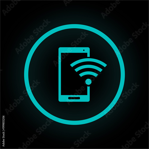 Neon Button rund - Smartphone WLAN