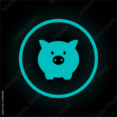Neon Button rund - Sparschwein