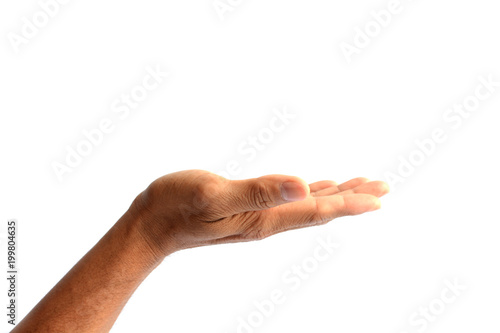 Hand holding isolated on the white background. photo