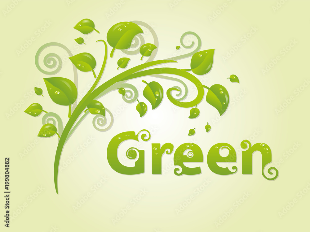 Elegant green branch with leaves and text for text. You can use it as an advertising banner or logo for the company. Elegant green branch with leaves and text for text. You can use it as an advertising banner or logo for the company.