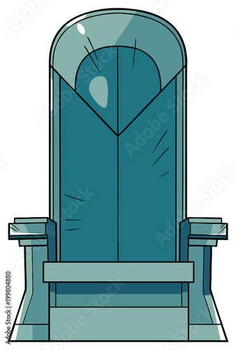 Full length front view of an imposing empty iron throne isolated on white background for copy space as concept for power and supremacy