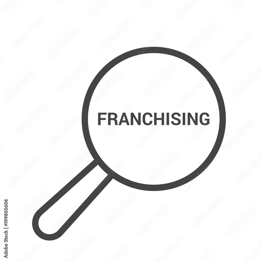 Finance Concept: Magnifying Optical Glass With Words Franchising Finance Concept: Magnifying Optical Glass With Words Franchising