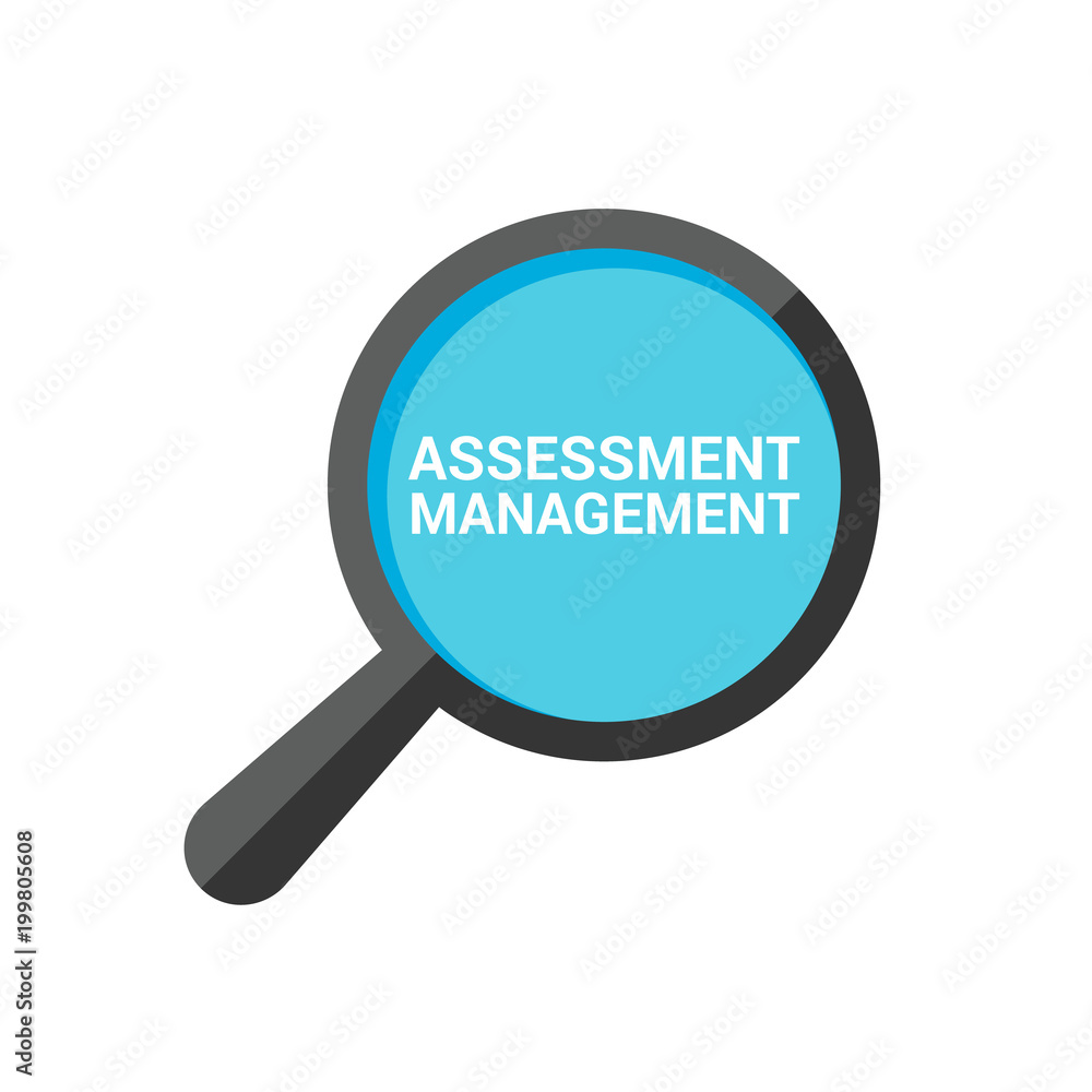 Finance Concept: Magnifying Optical Glass With Words Assessment Management Finance Concept: Magnifying Optical Glass With Words Assessment Management