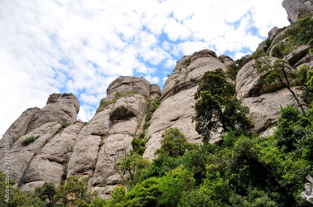 The Montserrat mountain with strange weathered rocks. Catalonia, Spain.