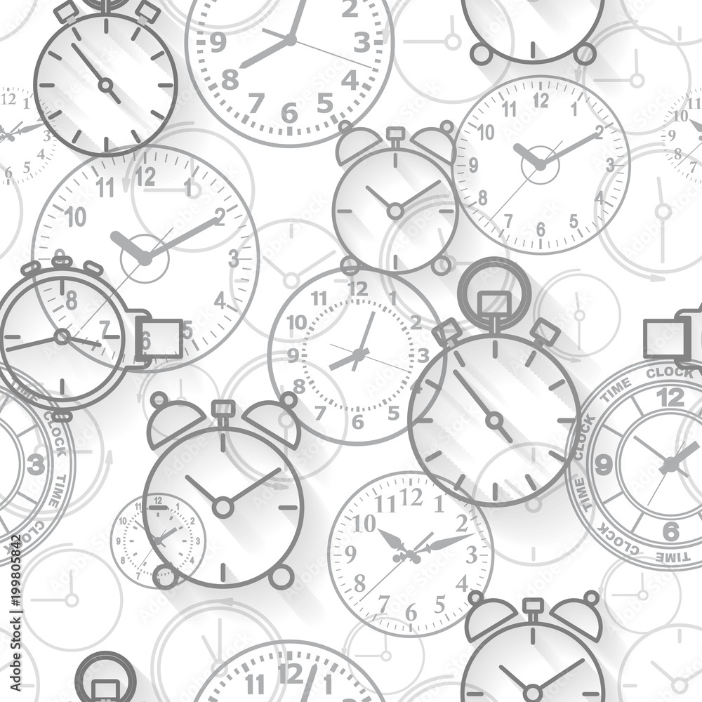 Seamless pattern composed of images hours. Vector illustration. Seamless pattern composed of images hours. Vector illustration.
