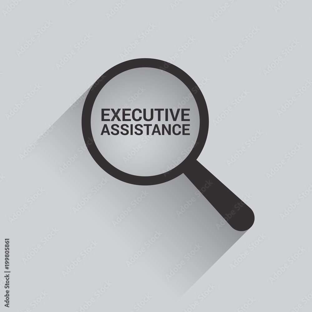 Finance Concept: Magnifying Optical Glass With Words Executive Assistance Finance Concept: Magnifying Optical Glass With Words Executive Assistance