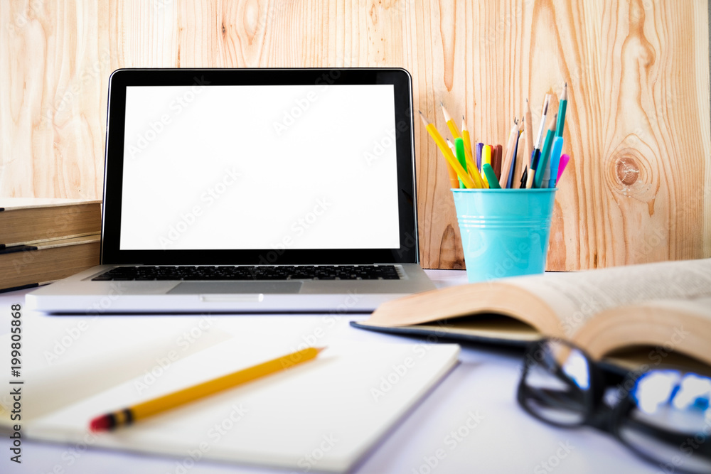 Mock up blank white screen laptop. Mock up blank white screen laptop.