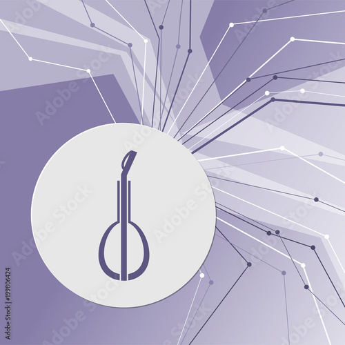 Balalaika icon on purple abstract modern background. The lines in all directions. With room for your advertising. photo