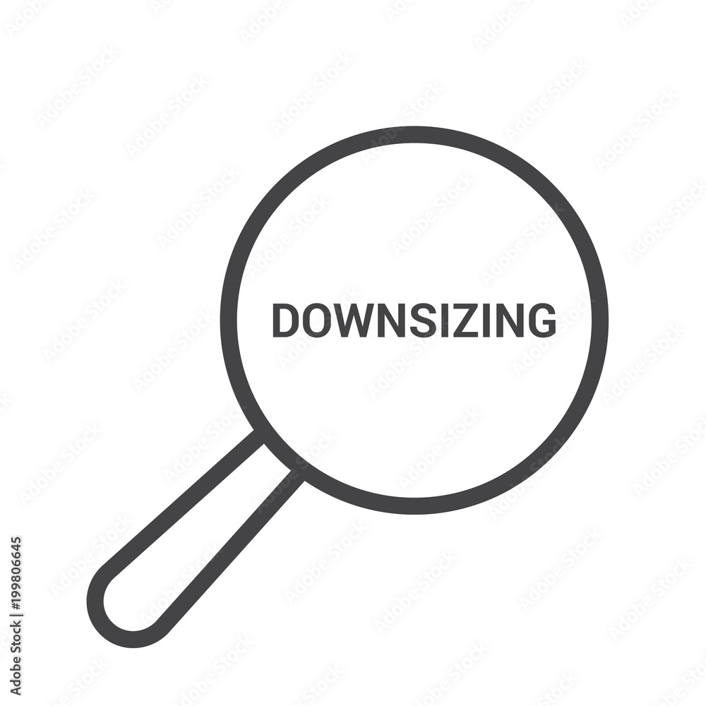 Business Concept: Magnifying Optical Glass With Words Downsizing Business Concept: Magnifying Optical Glass With Words Downsizing
