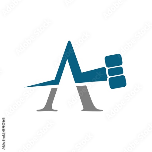 A letter logo with hammer