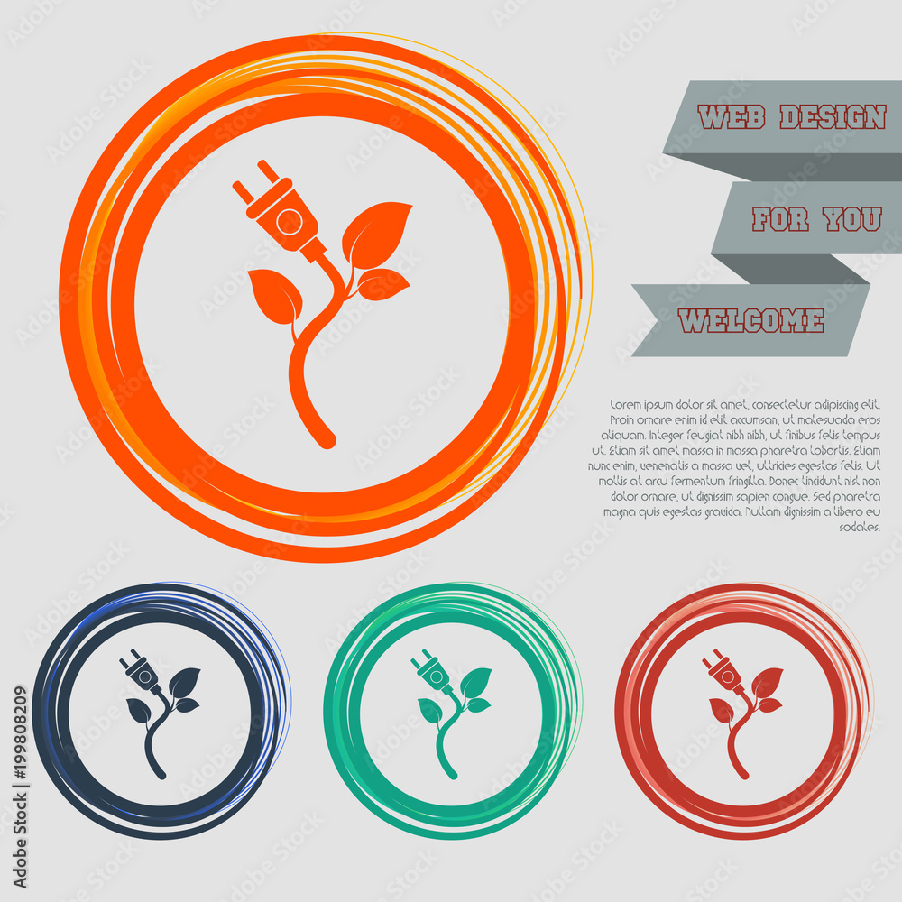 energy power eco icon on the red, blue, green, orange buttons for your website and design with space text. energy power eco icon on the red, blue, green, orange buttons for your website and design with space text.
