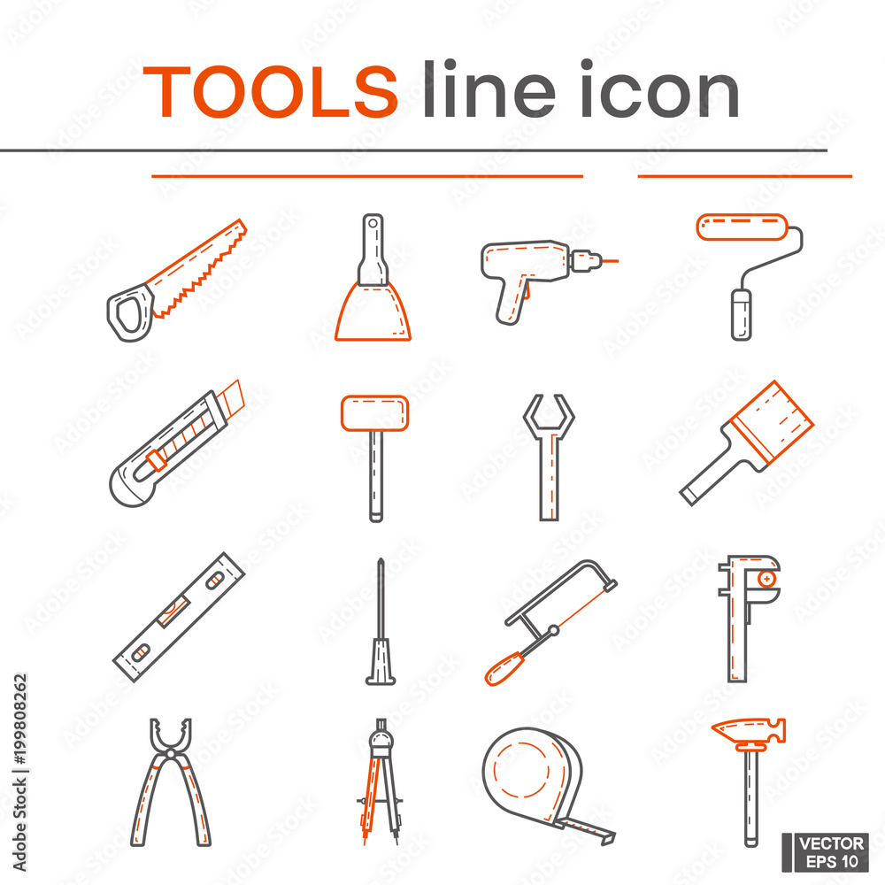 Set of tools icons. Set of tools icons.