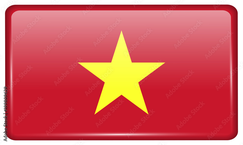 Flags Vietnam in the form of a magnet on refrigerator with reflections light. Flags Vietnam in the form of a magnet on refrigerator with reflections light.