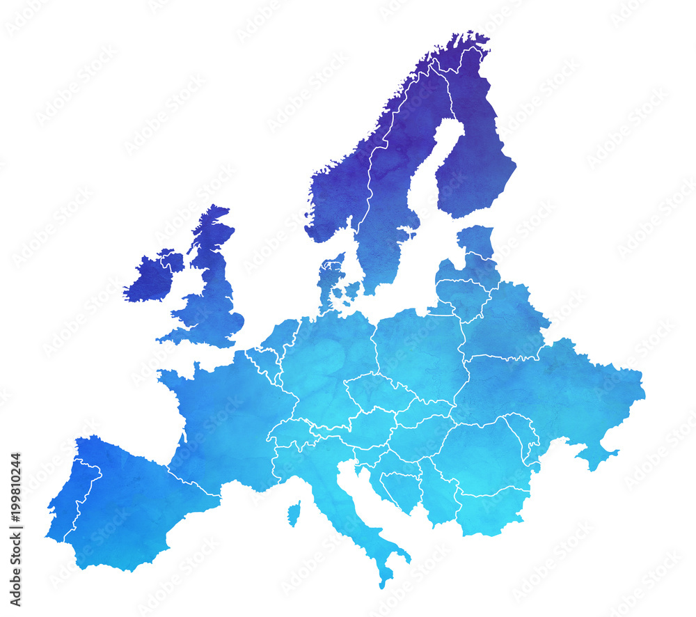 Europa Karte - Aquarell - obrazy, fototapety, plakaty 