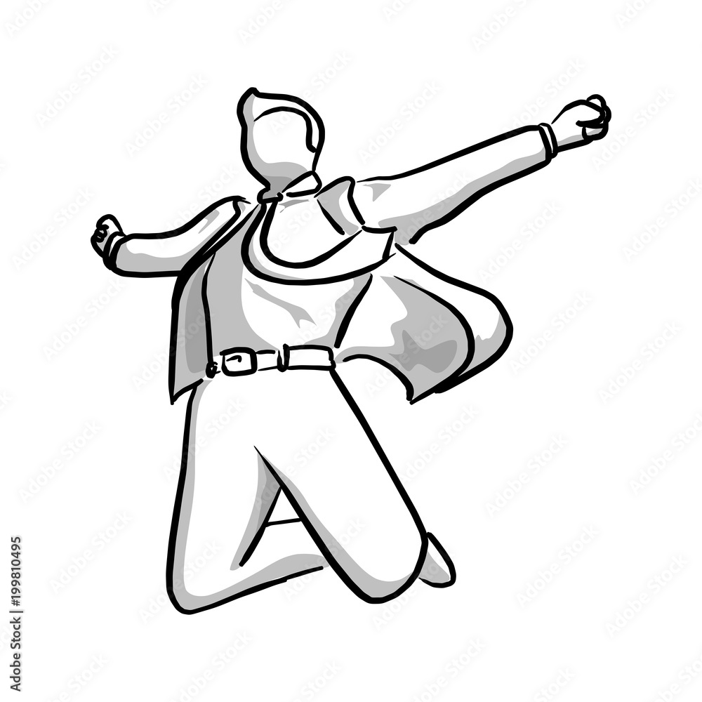 businessman jumping with happiness vector illustration sketch hand drawn with black lines isolated on white background. Success concept. businessman jumping with happiness vector illustration sketch hand drawn with black lines isolated on white background. Success concept.