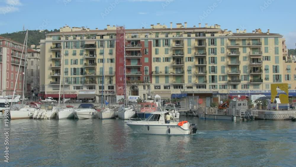 A motorboat in Port Lympia in Nice A motorboat in Port Lympia in Nice