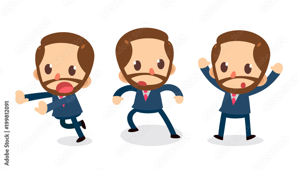 Set of Tiny businessman character in actions. Afraid. Set of Tiny businessman character in actions. Afraid.
