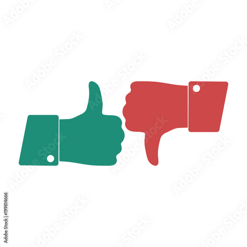 Like and Dislike red and green icons. Vector illustration