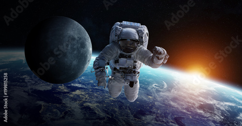 Fototapeta Naklejka Na Ścianę i Meble -  Astronaut floating in space 3D rendering elements of this image furnished by NASA
