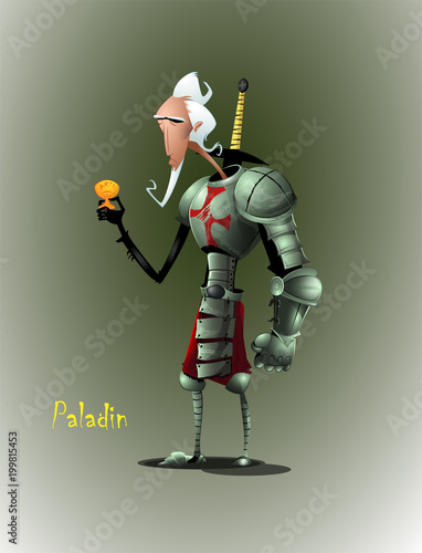 Knight with a cup of the grail in his hands.