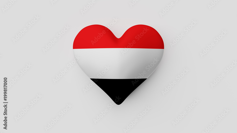 Corazón bandera Yemen. 3D Corazón bandera Yemen. 3D