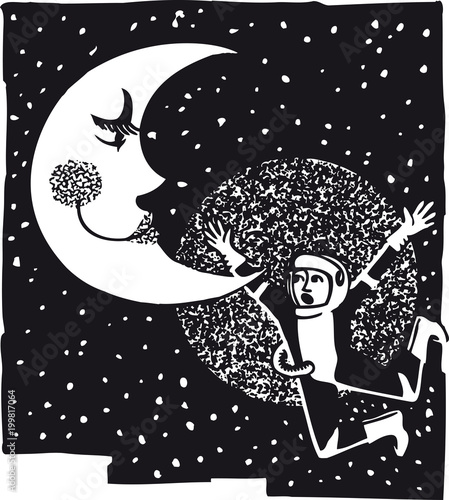 Astronaut in space, Retro Vector Illustration