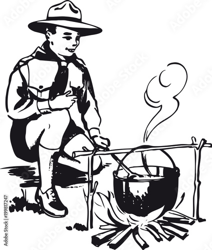 Swiss boy-scout, Retro Vector Illustration