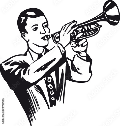 Trumpet player, Retro Vector Illustration