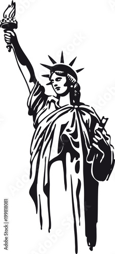 Statue of Liberty, Retro Vector Illustration