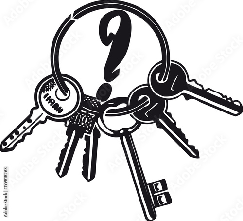 Key ring, Retro Vector Illustration