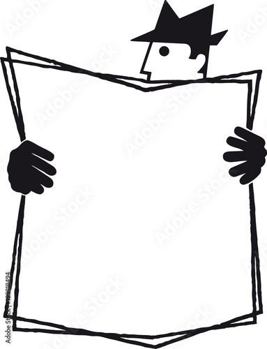 Man reading newspaper 2, Retro Vector Illustration