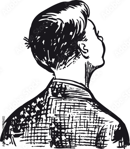 Boy looking up, Retro Vector Illustration