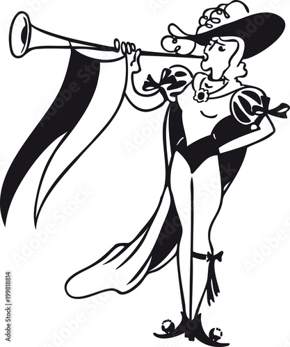 Medieval fanfare player, Retro Vector Illustration