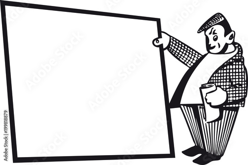 Man with board, Retro Vector Illustration