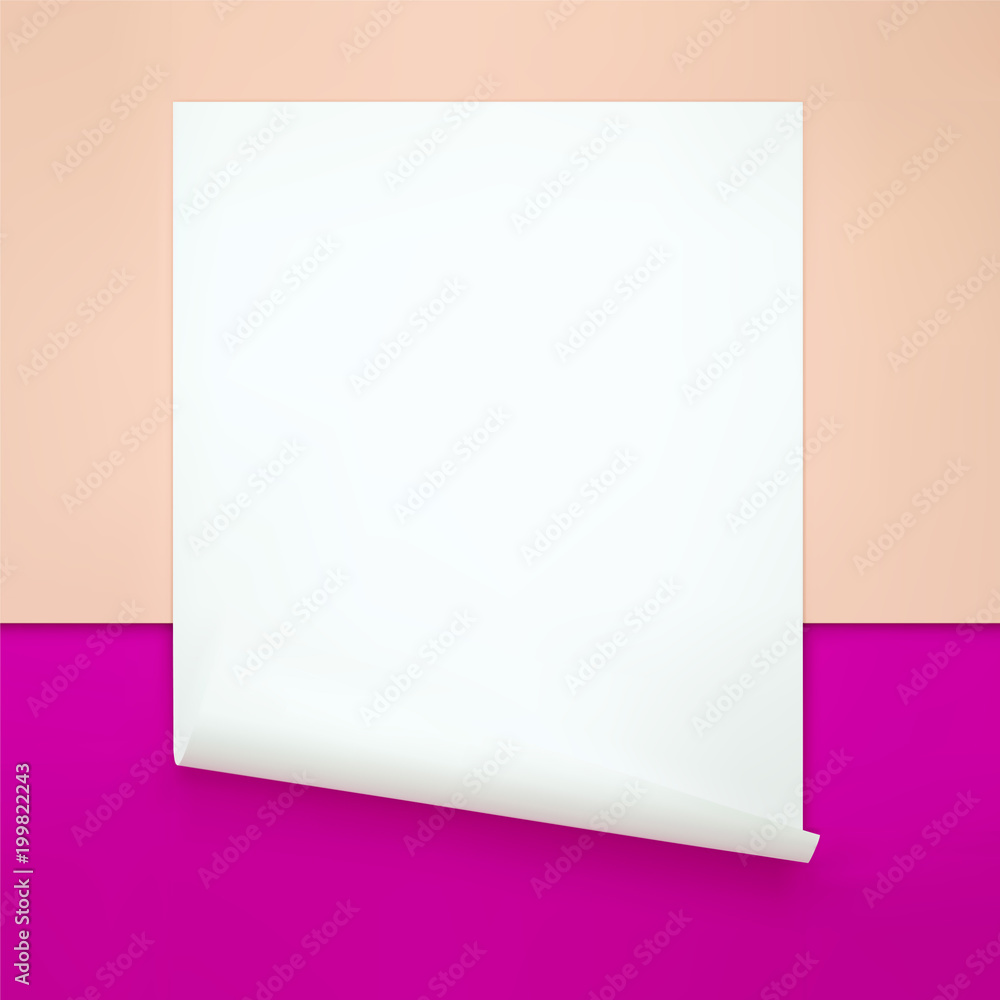 Sheet of Paper, bent corner, Minimal background, mixed colors Sheet of Paper, bent corner, Minimal background, mixed colors