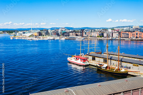 Photography Aker Brygge aerial view, Oslo