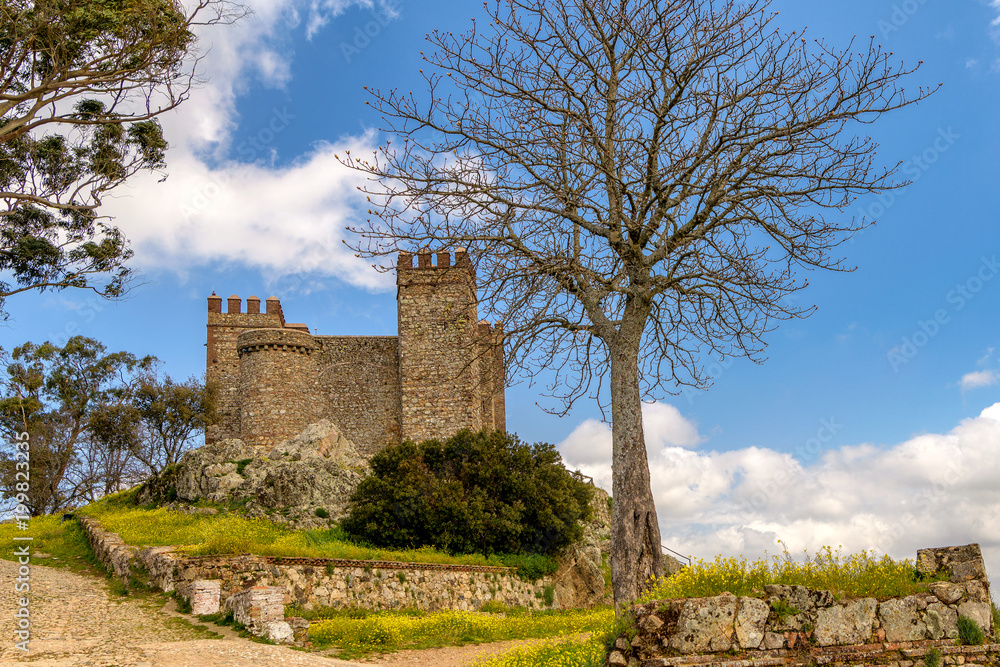 View of the medieval castle of Cortegana, Huelva, Spain.