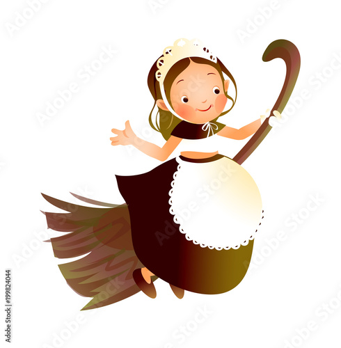 Girl flying on a broom
