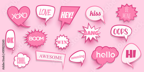 Comic text speeech bubble pop art