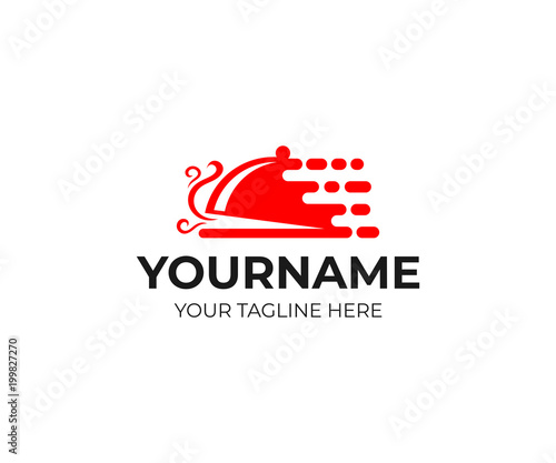 Fast delivery food, logo template. Restaurant, cafe and snack bar, vector design. Takeaway hot food and home delivery, illustration