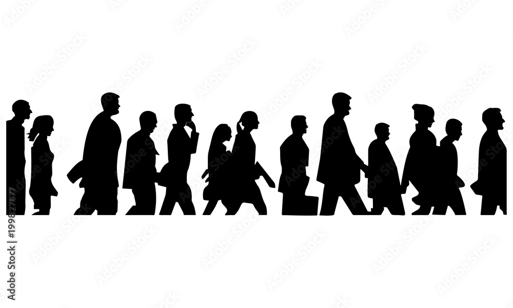silhouette of office workers walking together Stock Vector | Adobe Stock