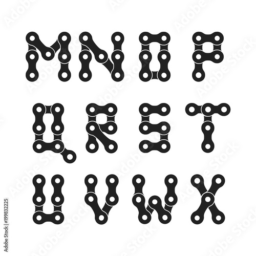 Bike or Bicycle Chain Monochrome Vector Font