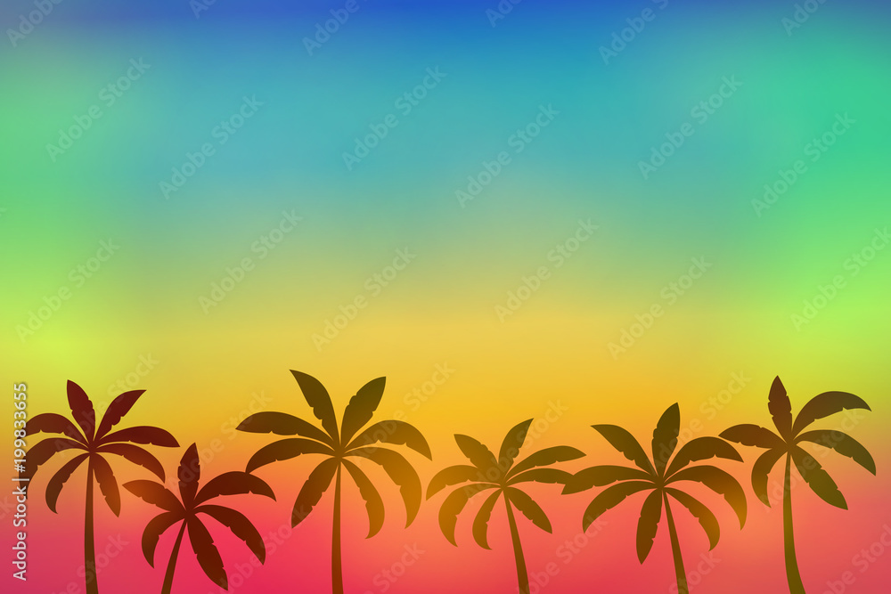 Summer background with palm trees and copyspace. Vector.
